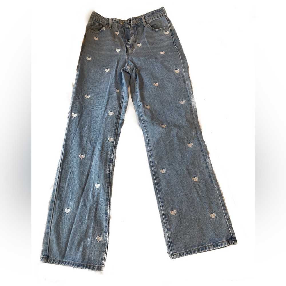 Angel Kiss heart printed jeans